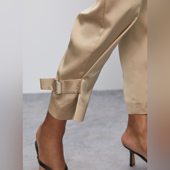 Satin Cargo Pants Zara in Sierra Beige Size XS - Picture 8 of 12